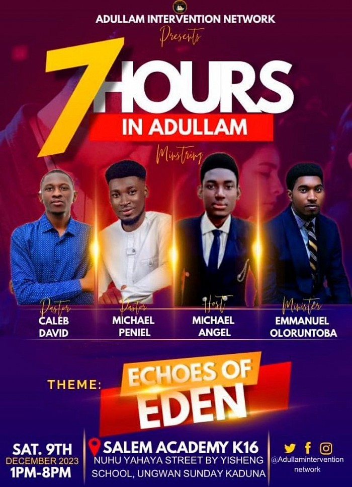 And the LORD God planted a garden eastward in Eden; and there he put the man whom he had formed. Genesis 2:8📖  Join us on the 9th of December 2023 as we journey to the realms The realm of Union with the Divine The Realm of EDEN 🔥  Like and follow our page https://www.facebook.com/profile.php?id=100086027044234  Visit adullamhub.simdif.com  Telegram: t.me/adullaminterventionnetwork  #ADULLAM_AIN #7HOURS_IN_ADULLAM #echoes_of_eden2023